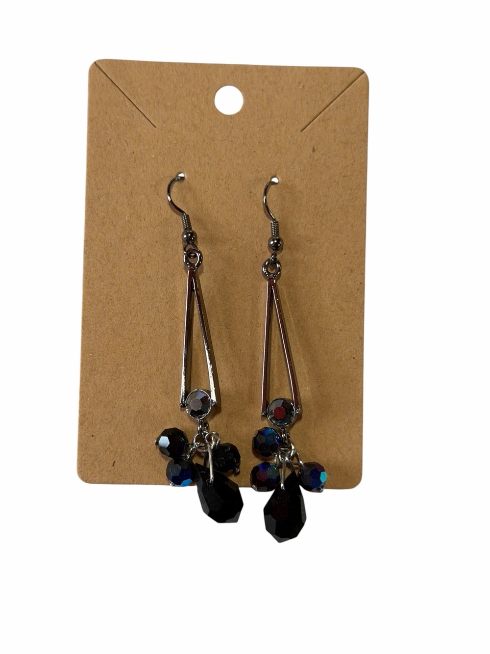 Gunmetal Black Beaded Drop Earrings